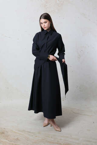 Bağlamalı Etek Takım Lacivert - 2