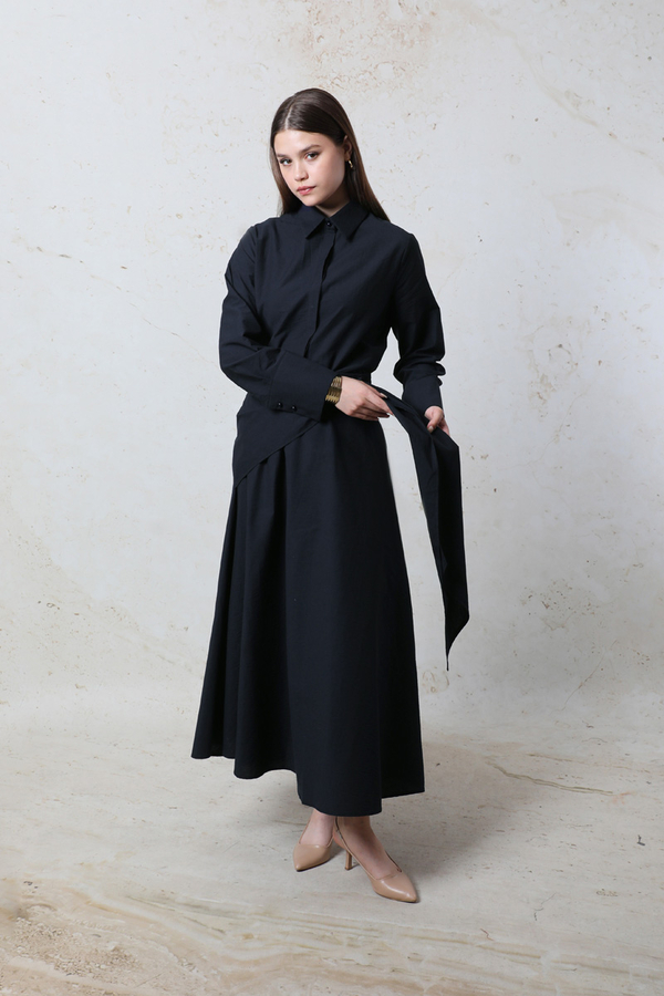 Bağlamalı Etek Takım Lacivert - 2