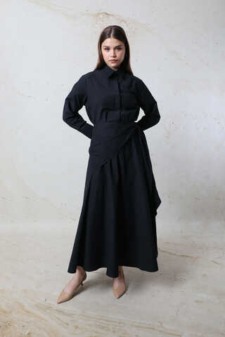 Bağlamalı Etek Takım Lacivert - 3