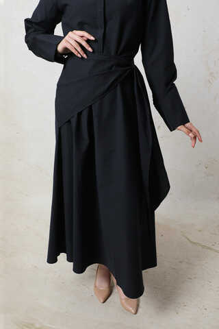 Bağlamalı Etek Takım Lacivert - 4