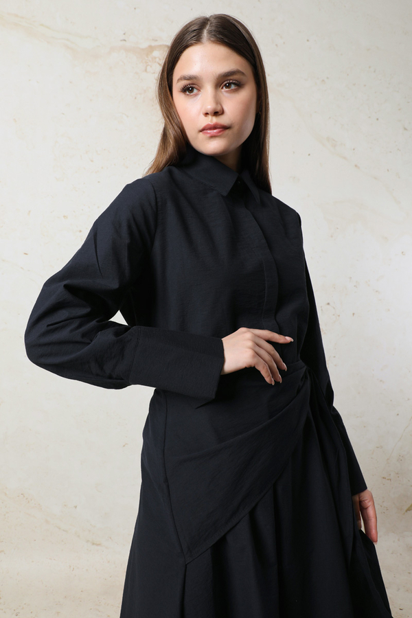 Bağlamalı Etek Takım Lacivert - 5