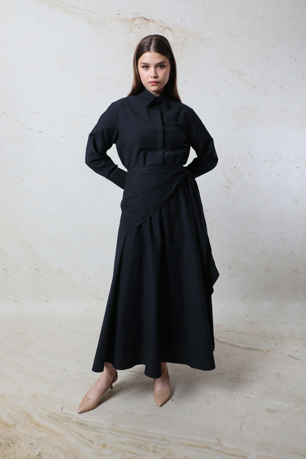 Bağlamalı Etek Takım Lacivert - 3