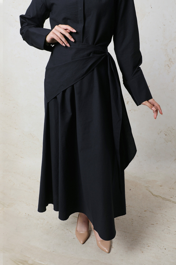 Bağlamalı Etek Takım Lacivert - 4