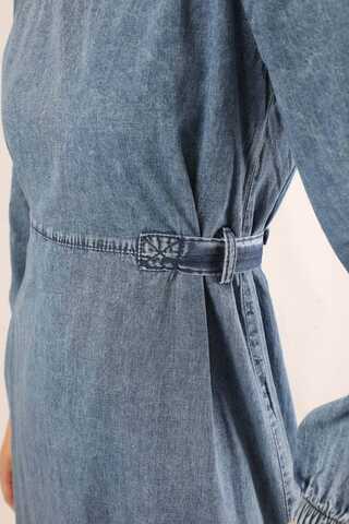 Bağlamalı Kot Elbise Açık Mavi - 5