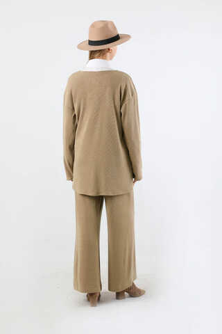 Bağlamalı Örme Hırka Takım Camel - 6