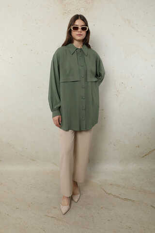 Bağlamalı Tunik Gömlek Haki - 5