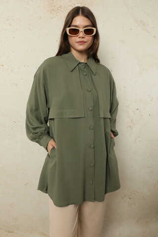 Bağlamalı Tunik Gömlek Haki - 2