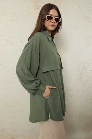 Bağlamalı Tunik Gömlek Haki - 6