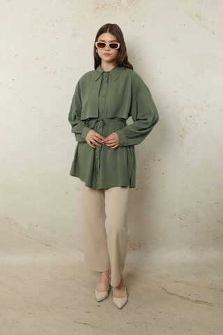 Bağlamalı Tunik Gömlek Haki - 4