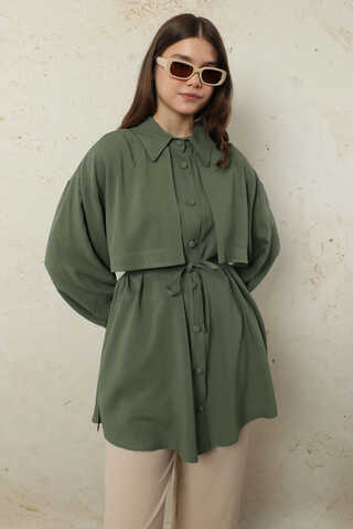 Bağlamalı Tunik Gömlek Haki - 1