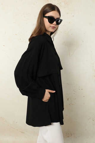 Bağlamalı Tunik Gömlek Siyah - 4
