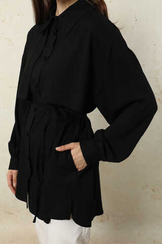 Bağlamalı Tunik Gömlek Siyah - 3