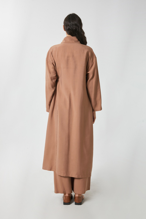 Bağlamalı Uzun Tunik Takım Açık Taba - 11