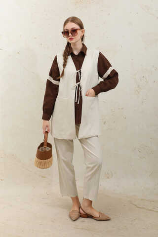 Bağlamalı Uzun Yelek Takım Taş - 2