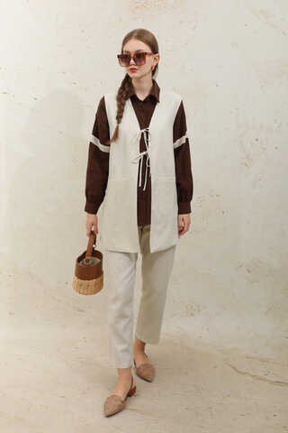 Bağlamalı Uzun Yelek Takım Taş - 3