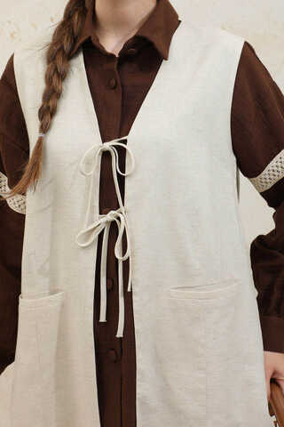 Bağlamalı Uzun Yelek Takım Taş - 6