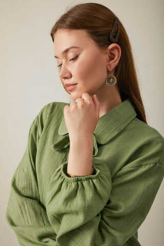 Bağlamalı Vual Gömlek Soft Yeşil - 13