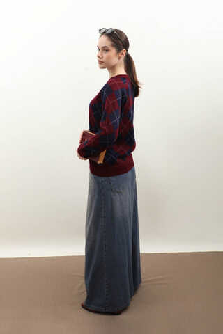 Baklava Desen Kazak Bordo - 2