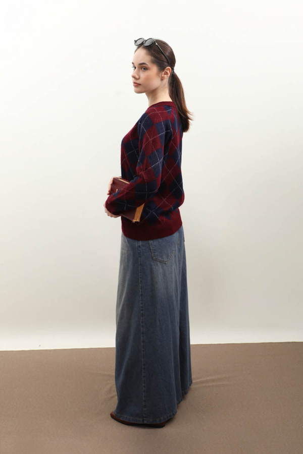 Baklava Desen Kazak Bordo - 2