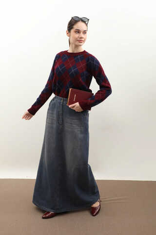 Baklava Desen Kazak Bordo - 1