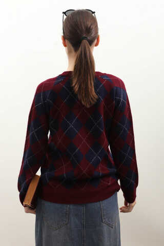 Baklava Desen Kazak Bordo - 4