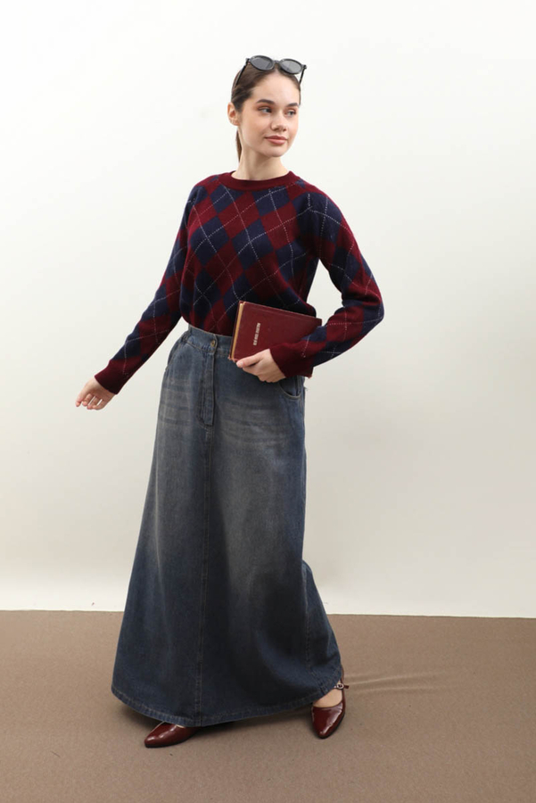 Baklava Desen Kazak Bordo - 1