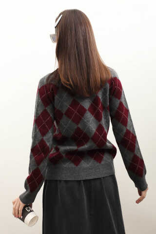 Baklava Desen Kazak Gri - 7