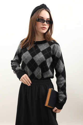 Baklava Desen Kazak Siyah - 1