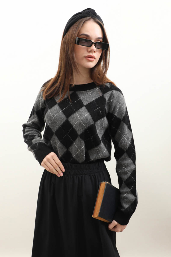 Baklava Desen Kazak Siyah - 1