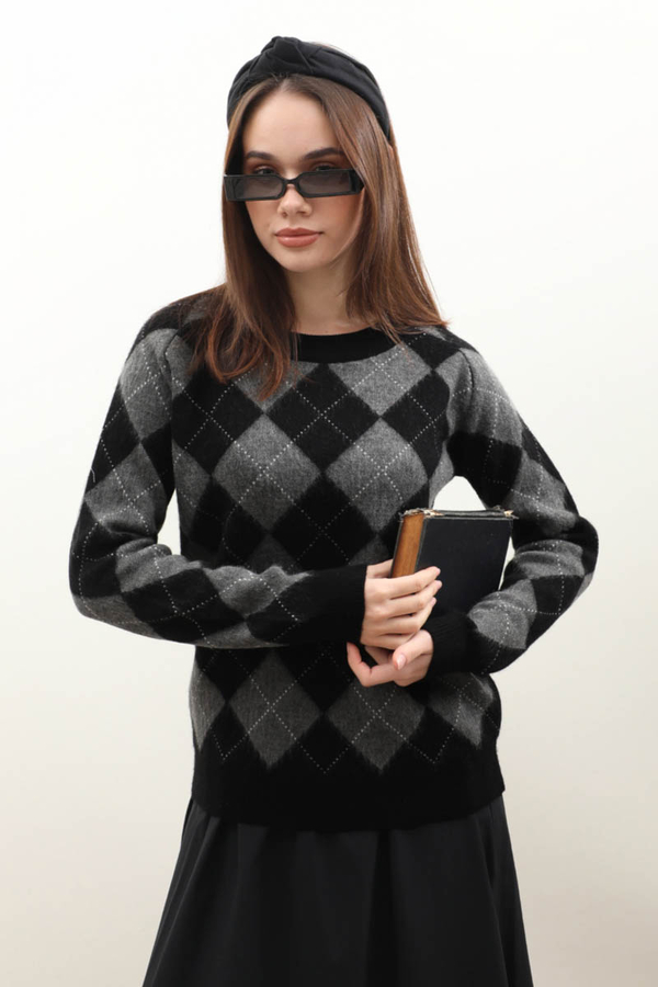 Baklava Desen Kazak Siyah - 3