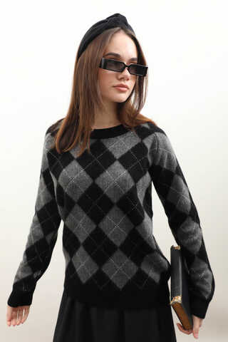 Baklava Desen Kazak Siyah - 4