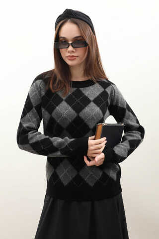 Baklava Desen Kazak Siyah - 3