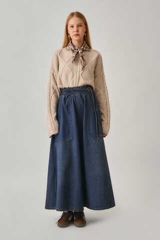 Baklava Örgü Kazak Pudra - 6