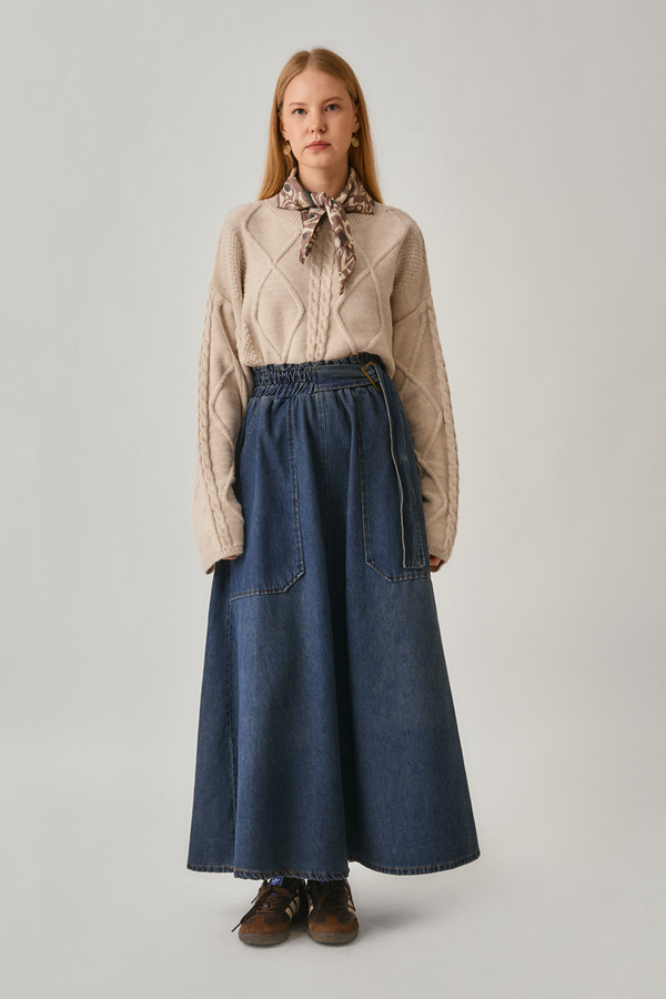 Baklava Örgü Kazak Pudra - 6