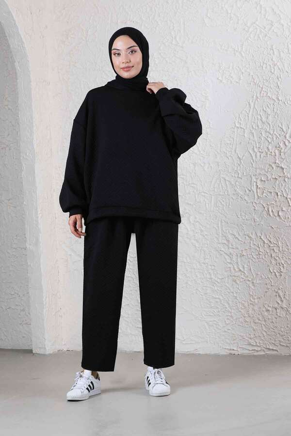 Baklava Patterned Sweat Suit Black 
