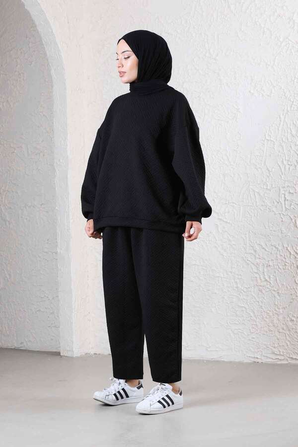 Baklava Patterned Sweat Suit Black - 2