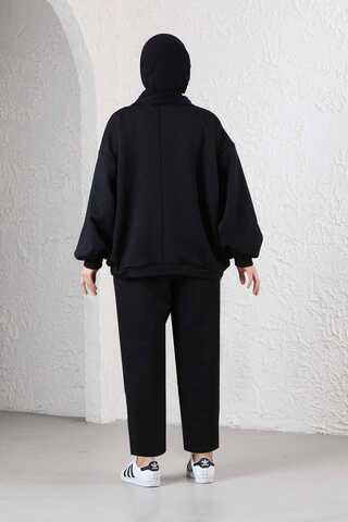 Baklava Patterned Sweat Suit Black - 5