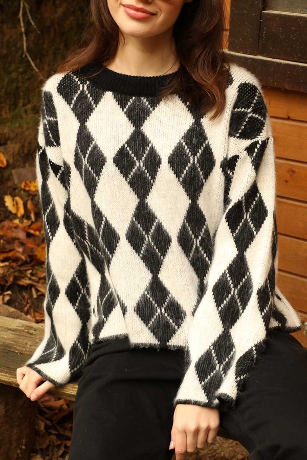 Baklava Tüylü Kazak Beyaz - 6