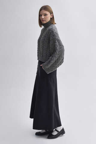 Balıkçı Yaka Crop Kazak Antrasit - 4