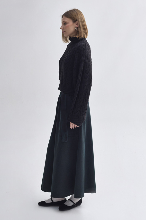 Balıkçı Yaka Crop Kazak Siyah - 10