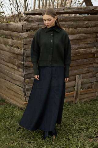 Balıkçı Yaka Hırka Haki - 8