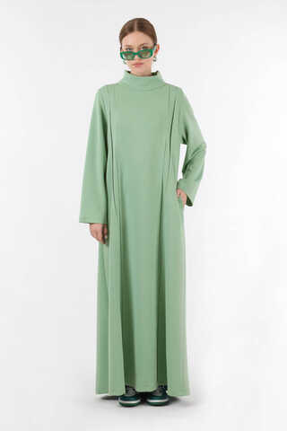 Balıkçı Yaka Nervür Detaylı Elbise Mint - 3