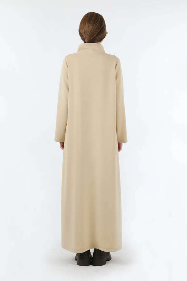 Balıkçı Yaka Nervür Detaylı Elbise Taş - 6