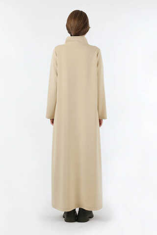 Balıkçı Yaka Nervür Detaylı Elbise Taş - 6