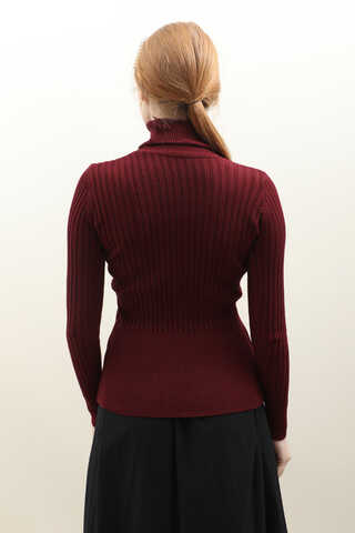 Balıkçı Yaka Triko Body Bordo - 7