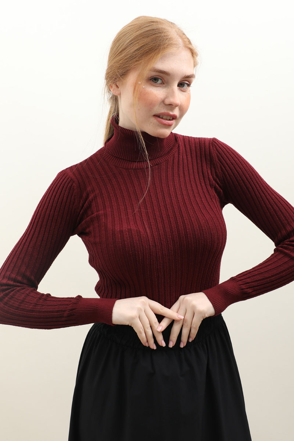 Balıkçı Yaka Triko Body Bordo - 2