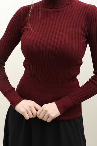Balıkçı Yaka Triko Body Bordo - 6