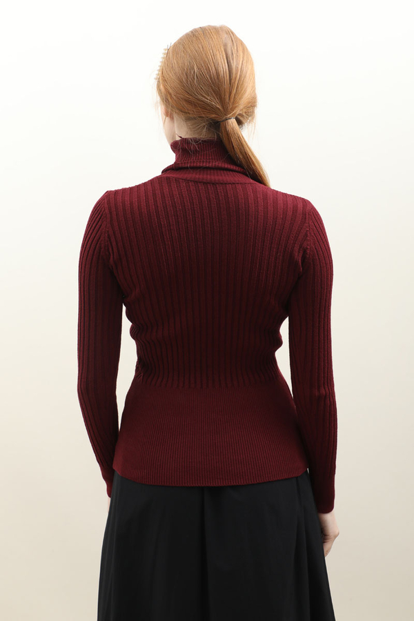 Balıkçı Yaka Triko Body Bordo - 7