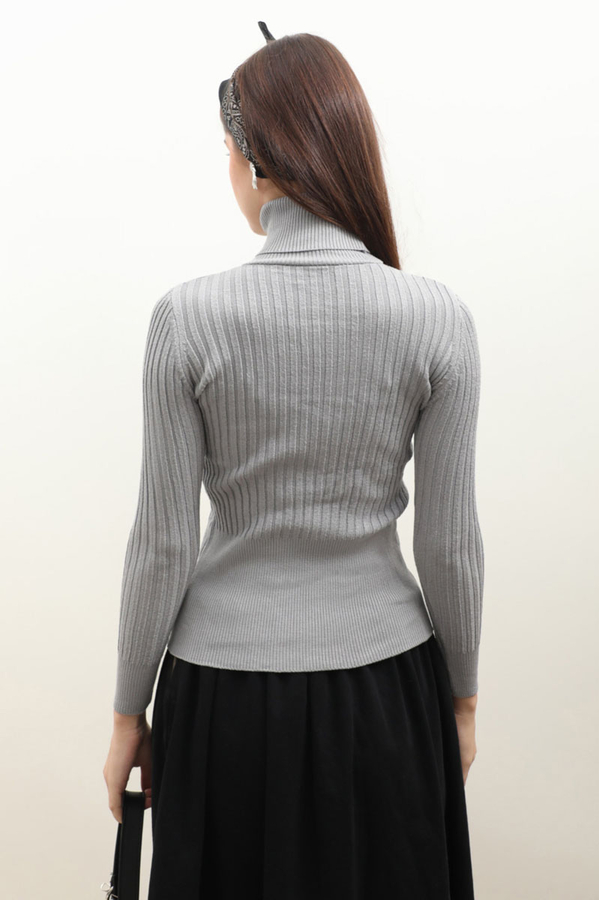 Balıkçı Yaka Triko Body Gri - 2