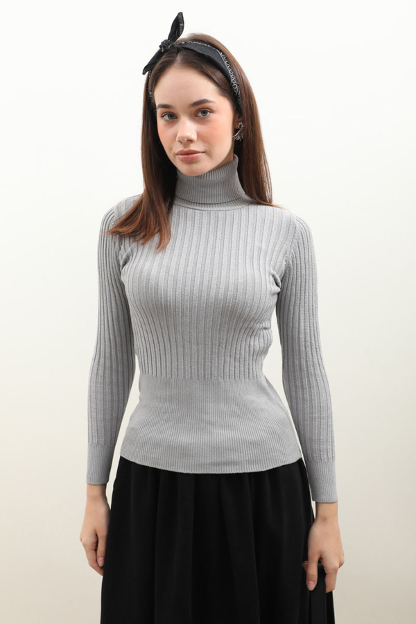 Balıkçı Yaka Triko Body Gri - 8